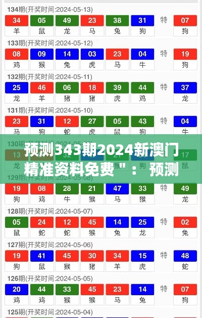 预测343期2024新澳门精准资料免费": 预测资料带来的澳门博彩新视角