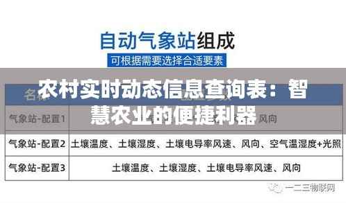农村实时动态信息查询表:智慧农业的便捷利器