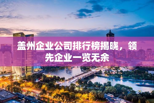 盖州企业公司排行榜揭晓,领先企业一览无余